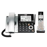AT&T CL84107 DECT 6.0 Expandable Corded/Cordless Phone with Smart Call Blocker, Black/Silver with 1 Handset
