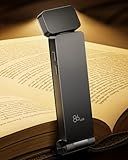86lux Book Light, Rechargeable Clip-On LED Reading Light for Bed & Night Use - 3 Color Temperatures with Stepless Dimming, Ultralight Bookmark Design for Kids, Book Lovers, Grey