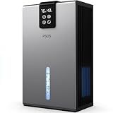 PSOS Dehumidifier, Dehumidifiers for Home, 98 OZ Water Tank, (1000 sq.ft) Quiet Dehumidifier for Basement Bathroom Bedroom with Humidity Display, Auto Shut Off, Relaxing 7 Color Ambient Light(Gary)