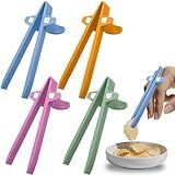 DWEHSHIELD 4 PCS Finger Chopsticks for Gamers - Cute Wheat Straw Office Snack Chopsticks - Snack Grabber & Chip Helper Tool - Reusable Non-Slip Gaming Snacking Solution