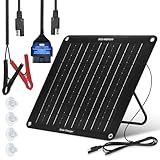 ECO-WORTHY Upgraded OBDII 10W Solar Battery Trickle Charger Maintainer 12V Waterproof Solar Panel Trickle Charger Kit with Portable Stand for Car Truck Boat Mower RV Trailer ATV Marine Battery