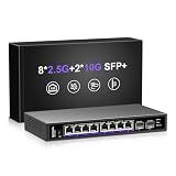 10 Port 2.5Gb Unmanaged Ethernet Switch with 8* 2.5G Base-T Ports + 2* 10G SFP+ Ports. NICGIGA 8 Port 2.5Gbps Network Switch for 2.5Gbps NAS/PC, WiFi6 Router, Wireless AP. Fanless Design.