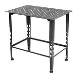36x24in Welding Table, 600lbs Capacity, Double-Tier Steel Workbench with 4 Adjustable Stop Bases, F-Clamps, Quick-Clamps, Black