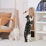 28" Wall Mounted Cat Scratcher – 3-in-1 Vertical Sisal Cat Scratching Post with Self-Grooming Brush & Hanging Toy, Space-Saving Cat Wall Furniture for Large Cats, No-Drill or Screw Mount