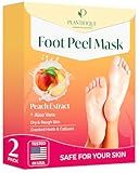 PLANTIFIQUE Foot Peeling Mask 2 Pack | Dermatologically Tested Repairs Heels & Removes Dry Dead Skin for Baby Soft Feet | Exfoliating Foot Peel Mask for Dry Cracked Feet | Peach