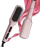 MEGAWISE Pro Ceramic Ionic Hair Straightener Brush for Home Salon | MCH Fast 20s Heating Tech with Auto-Off Safety | Anti-Scald with Universal Dual Voltage | Rotatable Power Cord