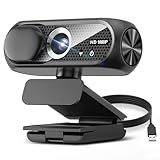 Shcngqio 1080P HD Webcam with Microphone, Noise Cancellation, Privacy Cover, Wide-Angle Lens, Auto Light Correction, Plug & Play USB Webcam for Laptop, Desktop, PC, Mac, Zoom, Skype, Streaming (Black)