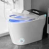 WITMYA Smart Toilet with Bidet Built In, One Piece Bidet Toilet with Auto Dual Flush, Foam Shield, Modern Elongated Tankless Toilet with Foot Sensor, Heated Bidet Seat, Warm Water & Dryer,LED Display