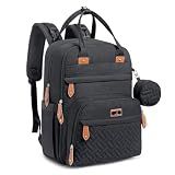 BabbleRoo Diaper Bag Backpack - Baby Essentials Travel Tote - Multi Function Water Resistant Diaper Bag, Travel Essentials Baby Bag with Changing Pad, Stroller Straps & Pacifier Case - Unisex, Black