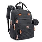 BabbleRoo Diaper Bag Backpack - Baby Essentials Travel Tote - Multi Function Waterproof Diaper Bag, Travel Essentials Baby Bag with Changing Pad, Stroller Straps & Pacifier Case - Unisex, Black