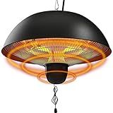 Hanging Patio Heater, Outdoor/Indoor Electric Infrared, Ceiling Heater with 3 Adjustable Modes 600W/900W/1500W.
