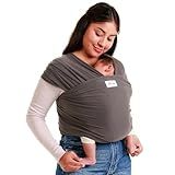 Sleepy Wrap Stretchy Ergonomic Baby Carrier Sling for Newborns to Toddlers - Hands-Free Lightweight Baby Wrap 7-35 lbs (Dark Grey)