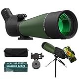 WOZEL 25-75x80 Spotting Scope with Tripod - Phone Adapter & Carrying Bag Included, HD BAK4 Prism Waterproof Spotter Scope for Target Shooting, Bird Watching & Wildlife Viewing