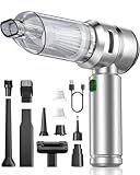 VNOST Car Vacuum,3 Suction Modes,Portable Mini Cordless Cleaner with 24000pa Suction Power,Type-C Charge,Handheld Vacuum for Home,Car, Office Desk, Keyboards(Light Silver)