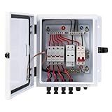 Elnuimex PV Combiner Box 4 String, IP65 Waterproof Solar Combiner with Lightning Arrester, Metal Box, 20A Rated Current Fuse and Circuit Breakers for On/Off Grid Solar Panel System