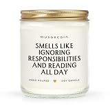 musaecoin Book Lovers Gifts, Funny Gifts for Book Lovers, Birthday Bookish Presents for Readers Librarian Bookworm - Handmade Lavender Candle 7oz