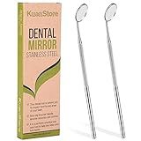 Dental Mirror Stainless Steel with Handle 6.5", Dentist Tool for Teeth Cleaning Plaque, Mouth Inspection, Lash Extension Mirror, Eyelash Extensions Dental Mirror Inspect Instrument Makeup - Pack of 2