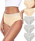 Altheanray all cotton underwear women Lace Bikini Panties for Women Breathable Hipster Comfort Stretch(PX3020XL-Skin Gray)
