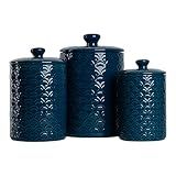 10 Strawberry Street Kitchen Canister, 3 Piece Set, Ocean Navy