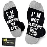 Dealswin Gifts for Dad: Birthday Gift Christmas Stocking Stuffers for Men Fathers Husband, I'm Not Sleeping I'm Just Resting My Eyes Funny Socks, White Elephant Gifts for Adults