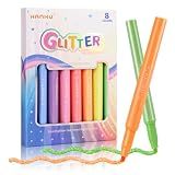 HANKU Glitter Highlighters, 8 Pack Pastel Glitter Markers,Chisel Tip Glitter Highlighter Assorted Colors,Stress and Mess Free Sparkle Markers, Colorful Supplies for Any Arts & Crafts
