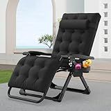 Suteck Zero Gravity Chair, Reclining Camping Lounge Chair with Aluminum Alloy Lock, Folding Patio Recliner w/Removable Pad, Adjustable Headrest and Side Tray for Outdoor Patio, Lawn, and Camping
