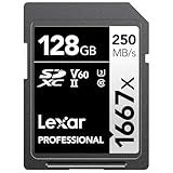 Lexar 128GB Professional 1667x SD Card, UHS-II, C10, U3, V60, Full HD, 4K, Up To 250MB/s Read SDXC Memory Card, for Professional Photographer, Videographer, Enthusiast (LSD128CBNA1667)