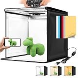 Photo Light Box, 12/16/20/24/32 Inch Photography Light Box with CRI>95 120 Light Beads. Dimmable Shooting Tent Kit with White and Warm Light. 6 Color Backdrops Photo Booth for Studio Products Display