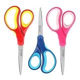 LIVINGO Kids Scissors for School 7" Pointed Tip 3 Pack