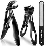 Vepkuso Nail Clippers for Seniors, Wide Jaw Fingernail Clippers and Angled Head Toenail Clippers for Thick Nail, Professional German Nail Clippers for Men, Women&Pregnant,Black
