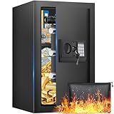3.3 Cuft Safe Box, Home Safe with Fireproof Waterproof Bag, Anti-Theft Digital Security Lock Box with Smart Alert System, Removable Shelf, Mute Function, Personal Document Safes for Money Jewelry