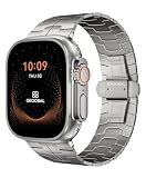 GROOBAL Grade 5 Titanium Band for Apple Watch Ultra 3/2/1 49mm & Series 11/10 46mm, DLC Coating Anti-Scratch Ultra 3 Band with Small-Link Design for Precise Fit, Secure Butterfly Clasp Band for Men