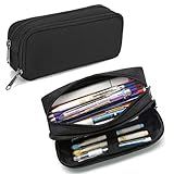 Della Gao Pencil Case Large Capacity Pencil Pouch Aesthetic Pencil Box for Office Stationery Organizer, Simple Sturdy Multifunctional Pencil Bag for Men - Black