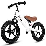 KRIDDO Toddler Balance Bike 2 Year Old, Kids Balance Bike for 2-5 Years Old, Dual Bearing for Smoother Riding, Adorable Plate, Adjustable Seat and Handlebar, Toddler Bike Gifts Age 2-3, White