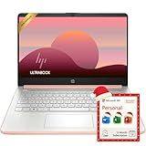 HP Rose Gold Ultrabook Laptop with Microsoft Office 365, Intel 2-Core CPU, 1.1TB Storage (1TB OneDrive and 64GB SSD), 8GB RAM, Windows 11, No Mouse