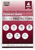 Utopia Bedding Set of 4 Waterproof Pillow Protectors with Zipper Standard Size (White), Ultra Soft Pillow Covers, Bed Bug and Dust Mite Proof Pillow Encasements, Moisture Wicking Pillow Cases