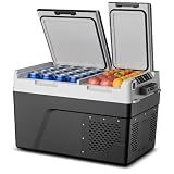 Feelfunn 12 Volt Refrigerator Car Fridge - 40QT(38L) Dual Zone Electric Cooler, Car Refrigerator -4℉~68℉, Portable Refrigerator 12/24V DC 100-240V AC, Portable Freezer for Travel Camping RV Home