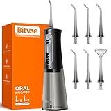 Bitvae Water Dental Flosser for Teeth, Cordless Water Teeth Cleaner Picks, 3 Modes 5 Intensities, IPX7 Waterproof, Rechargeable Water Dental Picks for Cleaning - Black