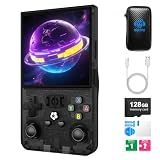 R36MAX Retro Handheld Game Console,128GB Open Source System Hand Held Game Console,4.0 Inch IPS Screen Retro Gaming Console,4000mAh Battery,Portable Video Game Console(Black)