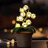 ANZRLE Lily of The Valley Lamp, Crochet Artificial Flowers with Night Lights, Cordless Table Lamp - Valentines Day Gifts for Her, White Valentine Decorations for Home