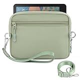 Dadanism 6-7 Inch Protective Padded Sleeve Bag Carrying Case with Shoulder & Wristlet Strap for 7" Kindle Paperwhite/Kindle Colorsoft, 6" Kindle/Kobo Clara Colour, with RFID Blocking Card Slot, Sage