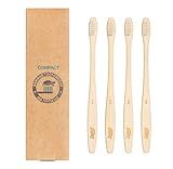 Sea Turtle Plant-Based Bristles, Compact Bamboo Toothbrushes, Soft Natural Toothbrush for Adults (4 Pack)
