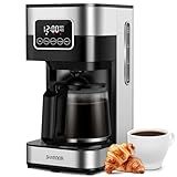 SHARDOR 10-Cup Programmable Coffee Maker, Regular & Strong Brew Drip Coffee Machine for Home and Office, Auto Shut Off, Permanent Filter, Silver