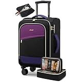 LOVEVOOK 4 Pcs Carry On Luggage 22x14x9 Airline Approved, 20 Inch Carry On Suitcases with Wheels, Softside Rolling Suitcase for Women Men, with TSA Lock Weekender Travel Luggage