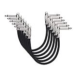 Amazon Basics 1/4 Inch Right-Angle Guitar Patch Cable for Pedal Board and Effect Pedals, 6 in, 6-Pack, Black