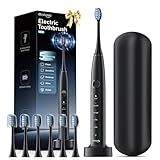 OasiSmile Electric Toothbrush for Adults, 42000 VPM Sonic Toothbrush with Travel Case, 5 Modes for Sensitive Teeth and Braces, 6 Brush Heads, Wireless Charging, 100-Day Battery Life for Home Travel