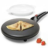 Moss & Stone Electric Crepe Maker – 8” Portable Crepe Pan Nonstick with Dipping Plate, Auto Shut-Off, On/Off Switch, Even Heating & One Automatic Temperature Control – Compact Crepe Maker