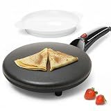 Moss & Stone Black Electric Crepe Maker, 8" Portable Nonstick Crepe Pan