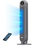 Dreo Tower Fan for Bedroom, 25ft/s Velocity Quiet Floor Fan, 90° Oscillating Fans for Indoors with 4 Speeds, 4 Modes, 8H Timer, Bladeless Fan, Standing Fans, Grey, Nomad One (DR-HTF007)