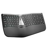 Nulea RT07B Wireless Ergonomic Keyboard - Split Keyboard, Wrist Rest, Natural Typing, Bluetooth and USB Connectivity, USB-C Rechargeable,Compatible with Windows Mac (Silver Black)